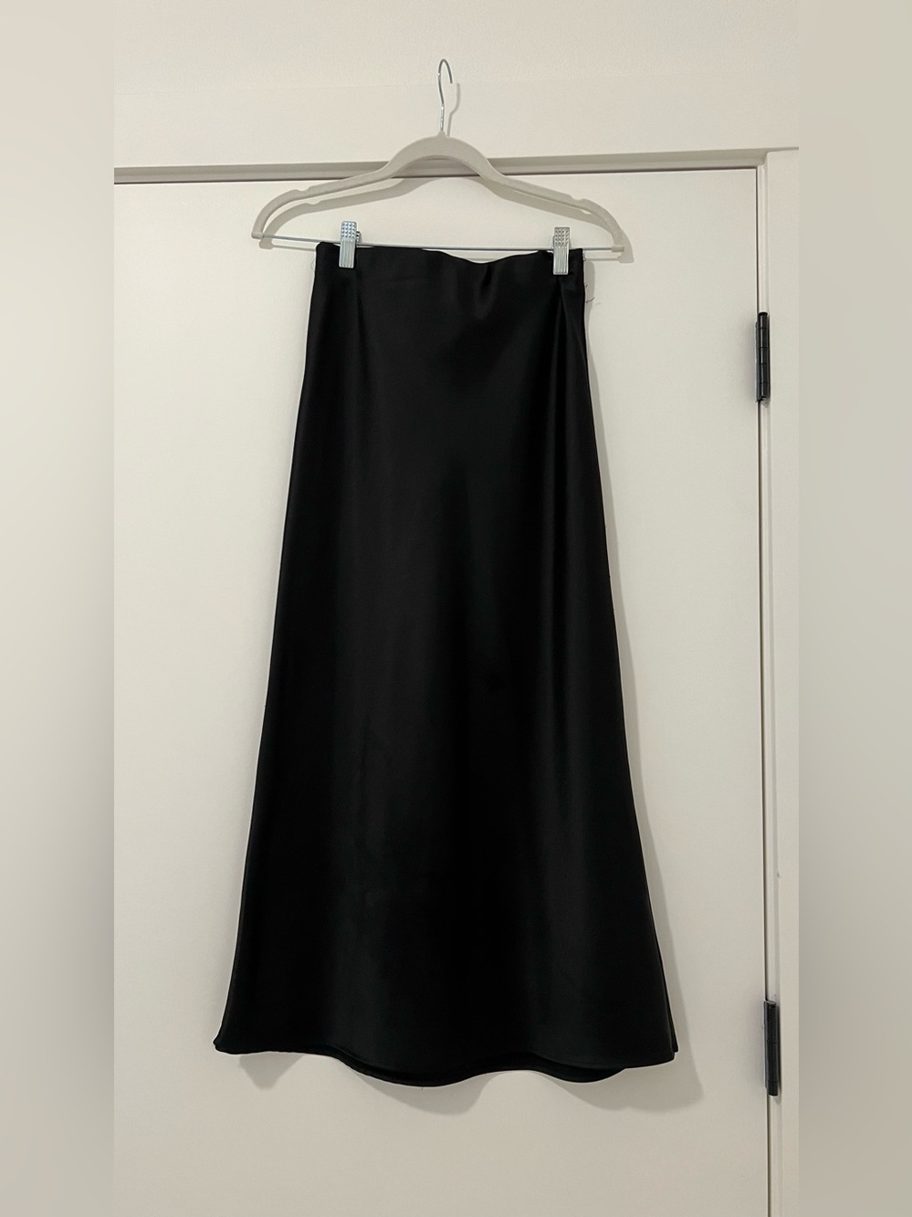 Zara Black Satin A-Line Maxi Skirt